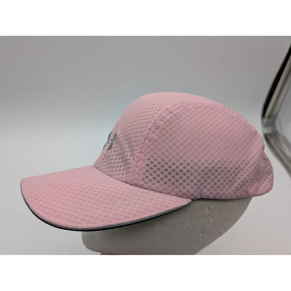 Under Armour Womens Pink Mesh Running Hat Reflective Adjustable Baseball Cap